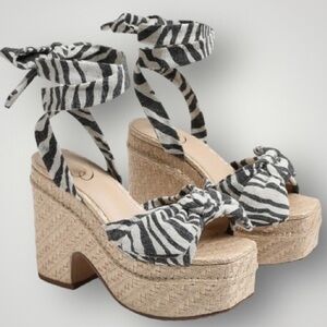 Sam Edelman Tula Platform Sandal in Black/Natural Size 10 like NWT